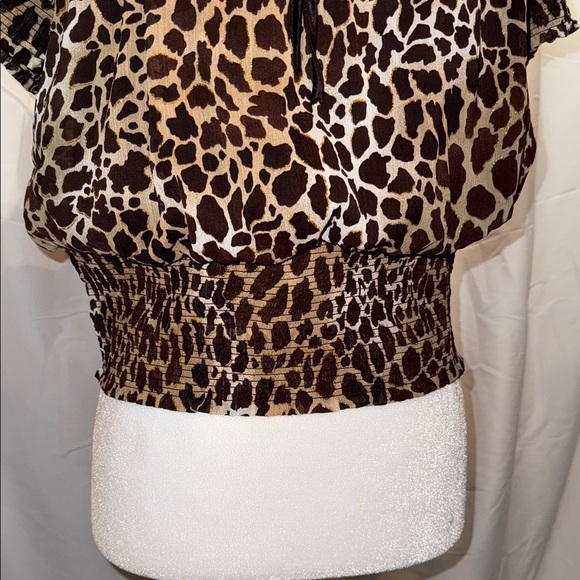 Candie's Brown Leopard Print Off-Shoulder Blouse - Picture 6 of 6